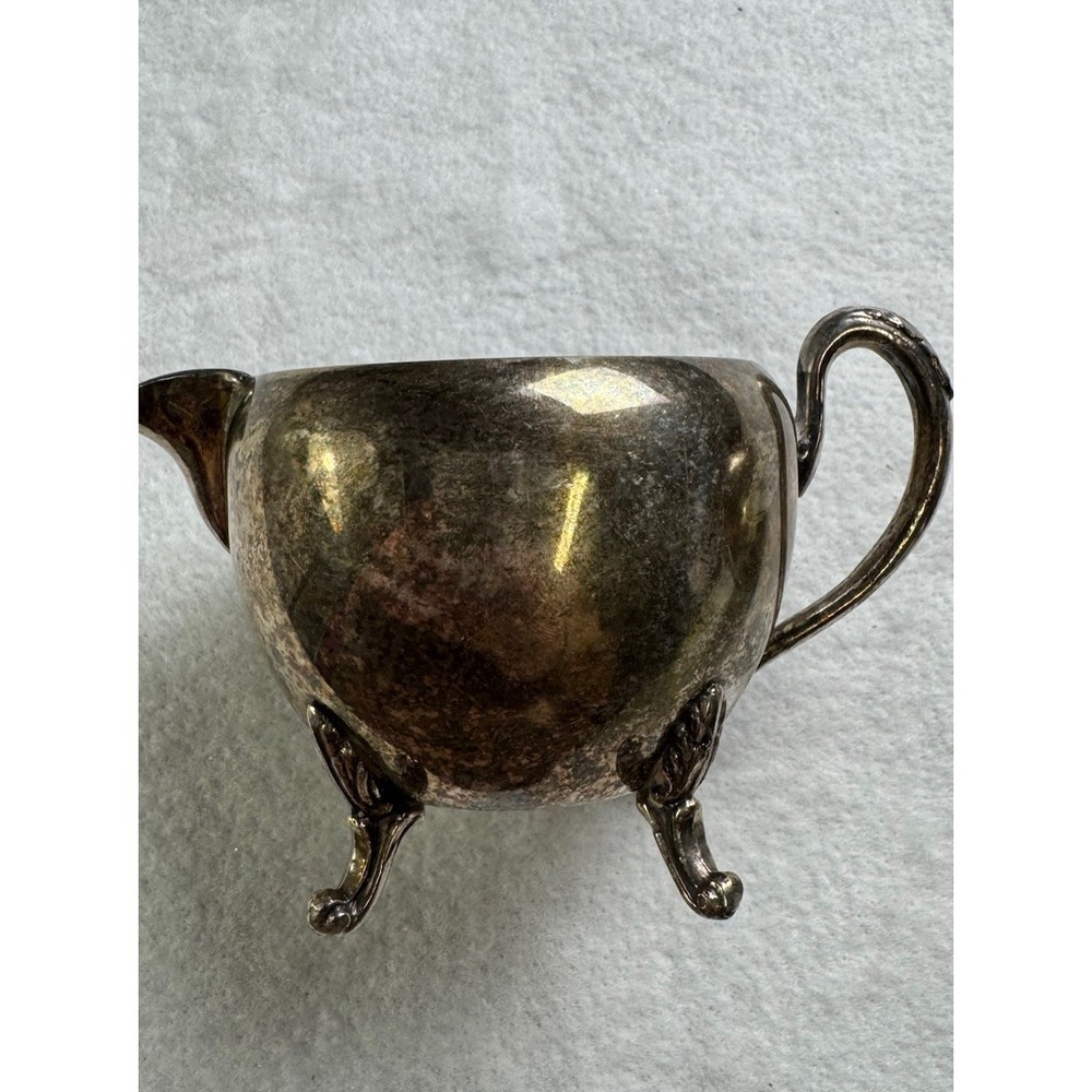 Vintage Silverplate Creamer & Sugar Bowl Set Footed Victorian Style - Picture 7 of 12